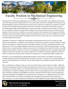 Faculty Position in Mechanical Engineering