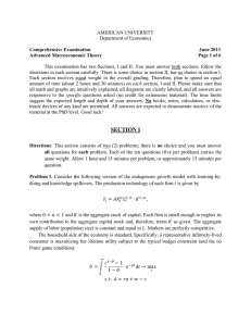 AMERICAN UNIVERSITY Department of Economics