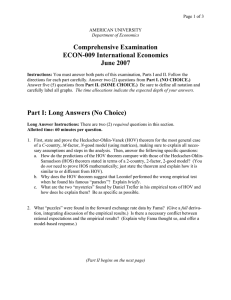 Comprehensive Examination ECON-009 International Economics June 2007