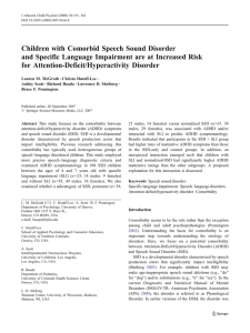 Children with Comorbid Speech Sound Disorder for Attention-Deficit/Hyperactivity Disorder