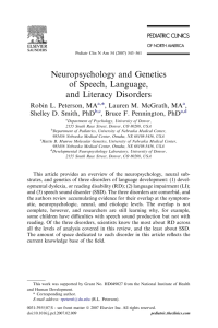 Neuropsychology and Genetics of Speech, Language, and Literacy Disorders MA