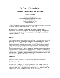 The Future of Written Culture  Envisioning Language in the New Millennium