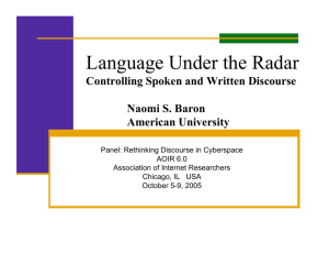 Language Under the Radar Controlling Spoken and Written Discourse  American University