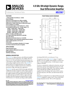 4.8 GHz Ultrahigh Dynamic Range, Dual Differential Amplifier ADL5567 Preliminary Technical Data