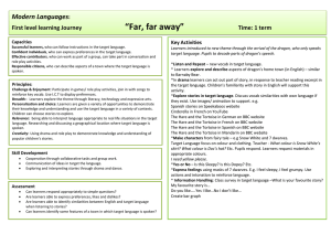 “Far, far away” Modern Languages : First level learning Journey