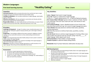“Healthy Eating” Modern Languages : First level learning Journey