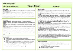 “Living Things” Modern Languages : First level learning Journey