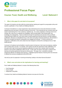 Professional Focus Paper  Course: Food, Health and Wellbeing Level: National 2