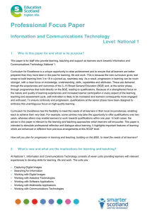 Professional Focus Paper  Information and Communications Technology Level: National 1