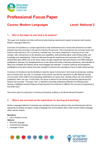 Professional Focus Paper  Course: Modern Languages Level: National 2