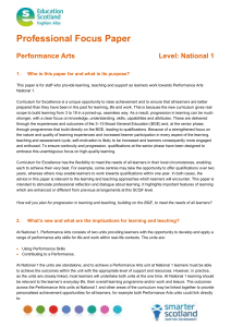 Professional Focus Paper  Performance Arts Level: National 1