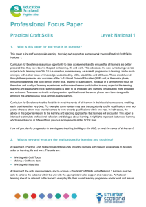 Professional Focus Paper  Practical Craft Skills Level: National 1