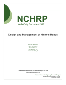 NCHRP Design and Management of Historic Roads Web-Only Document 189: Mary E. McCahon 