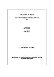 ARABIC May 2009 EXAMINERS’ REPORT