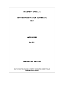 GERMAN EXAMINERS’ REPORT UNIVERSITY OF MALTA