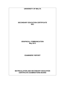 UNIVERSITY OF MALTA SECONDARY EDUCATION CERTIFICATE SEC GRAPHICAL COMMUNICATION
