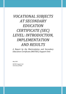 VOCATIONAL SUBJECTS AT SECONDARY EDUCATION