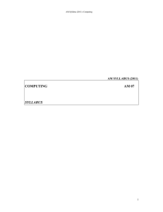 COMPUTING AM 07 SYLLABUS AM SYLLABUS (2011)