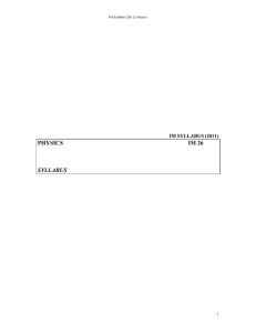 PHYSICS IM 26 SYLLABUS IM SYLLABUS (2011)