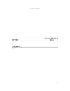 PHYSICS          ... SYLLABUS 1 IM SYLLABUS (2016)