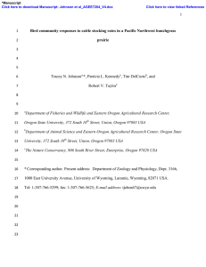 Bird community responses to cattle stocking rates in a Pacific... prairie Tracey N. Johnson *, Patricia L. Kennedy