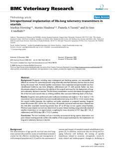 BMC Veterinary Research Intraperitoneal implantation of life-long telemetry transmitters in otariids Markus Horning*