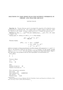 SOLUTIONS TO TAKE HOME EXAM FOR BAYESIAN INFERENCE IN Question 1a
