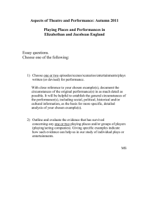 Aspects of Theatre and Performance: Autumn 2011  Elizabethan and Jacobean England