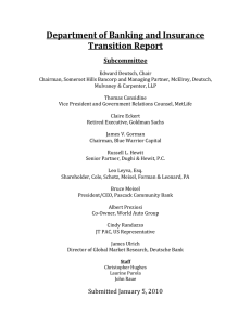 Department of Banking and Insurance  Transition Report  Subcommittee 