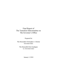 Final Report of The Transition Subcommittee on The Governor’s Office