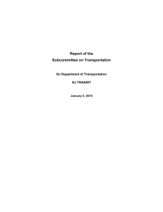 Report of the Subcommittee on Transportation NJ Department of Transportation