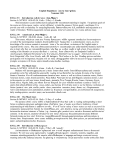 English Department Course Descriptions Summer 2005