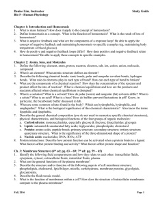 Denise Lim, Instructor  Study Guide Bio 5 - Human Physiology