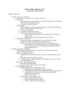 Bio1A Study Guide for Test 1