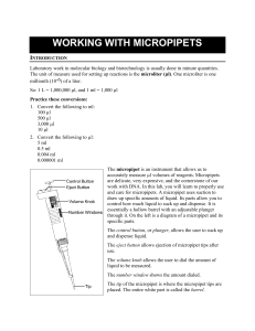 WORKING WITH MICROPIPETS I