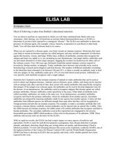ELISA LAB I  Much of following is taken from BioRad’s educational materials: