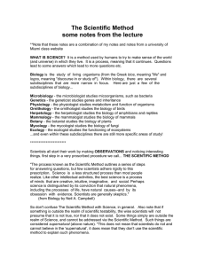 The Scientific Method some notes from the lecture