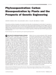 Phytosequestration: Carbon Biosequestration by Plants and the Prospects of Genetic Engineering Articles