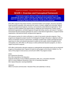 NCATE: I. Overview and Conceptual Framework