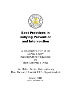 Best Practices in Bullying Prevention and Intervention