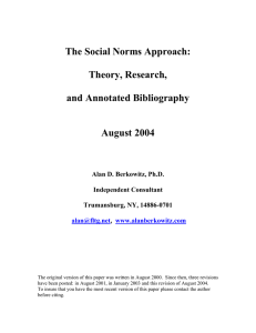 The Social Norms Approach: Theory, Research, and Annotated Bibliography