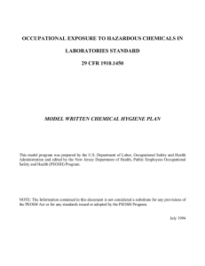 OCCUPATIONAL EXPOSURE TO HAZARDOUS CHEMICALS IN LABORATORIES STANDARD 29 CFR 1910.1450