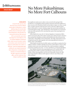 No More Fukushimas; No More Fort Calhouns ISSUE BRIEF