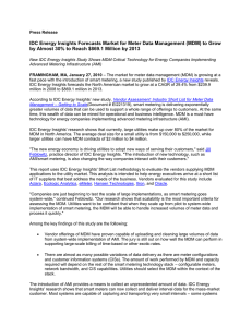 IDC Energy Insights Forecasts Market for Meter Data Management (MDM)... by Almost 30% to Reach $869.1 Million by 2013