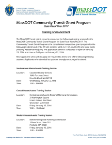 MassDOT Community Transit Grant Program State Fiscal Year 2017  Training Announcement