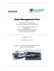 State Management Plan  Commonwealth of Massachusetts Massachusetts Department of Transportation