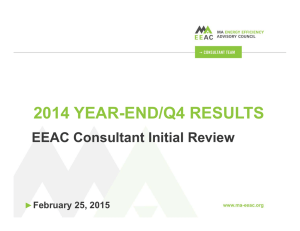 2014 YEAR-END/Q4 RESULTS EEAC Consultant Initial Review February 25, 2015 ►