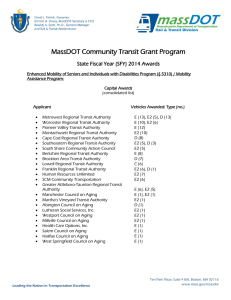 MassDOT Community Transit Grant Program State Fiscal Year (SFY) 2014 Awards