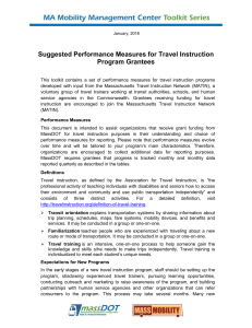 Suggested Performance Measures for Travel Instruction Program Grantees