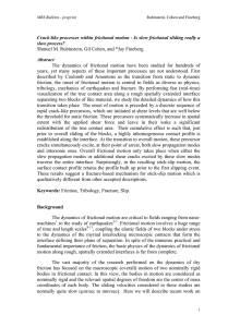 Crack-like processes within frictional motion - Is slow frictional sliding... slow process? Abstract Shmuel M. Rubinstein, Gil Cohen, and *Jay Fineberg